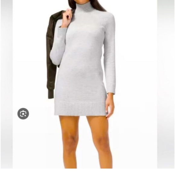 NWT Lululemon Athletica Gray Ribbed Mock Neck Sweater Dress 🖤 - Picture 1 of 4